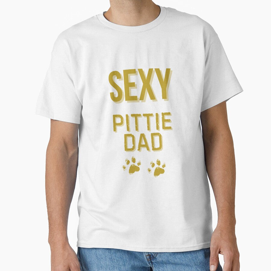 Sexy Pittie Dad – Bold Gold Textured Paw Print Design by Fredster1966