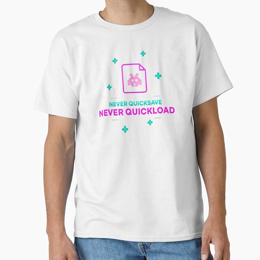 Never Quicksave Never Quickload – Retro Gaming Quote Design by PHRASEandSTYLE