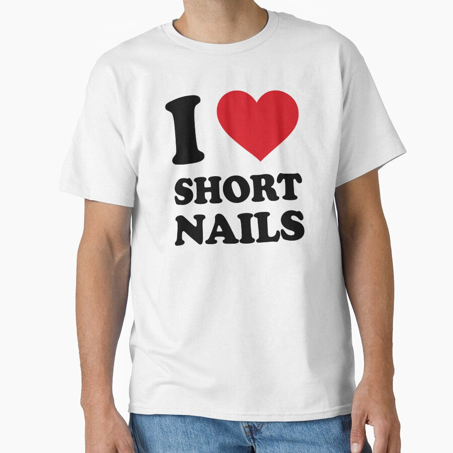 I ❤️ Short Nails – Minimal Red Heart Design by EmeraldeaArt