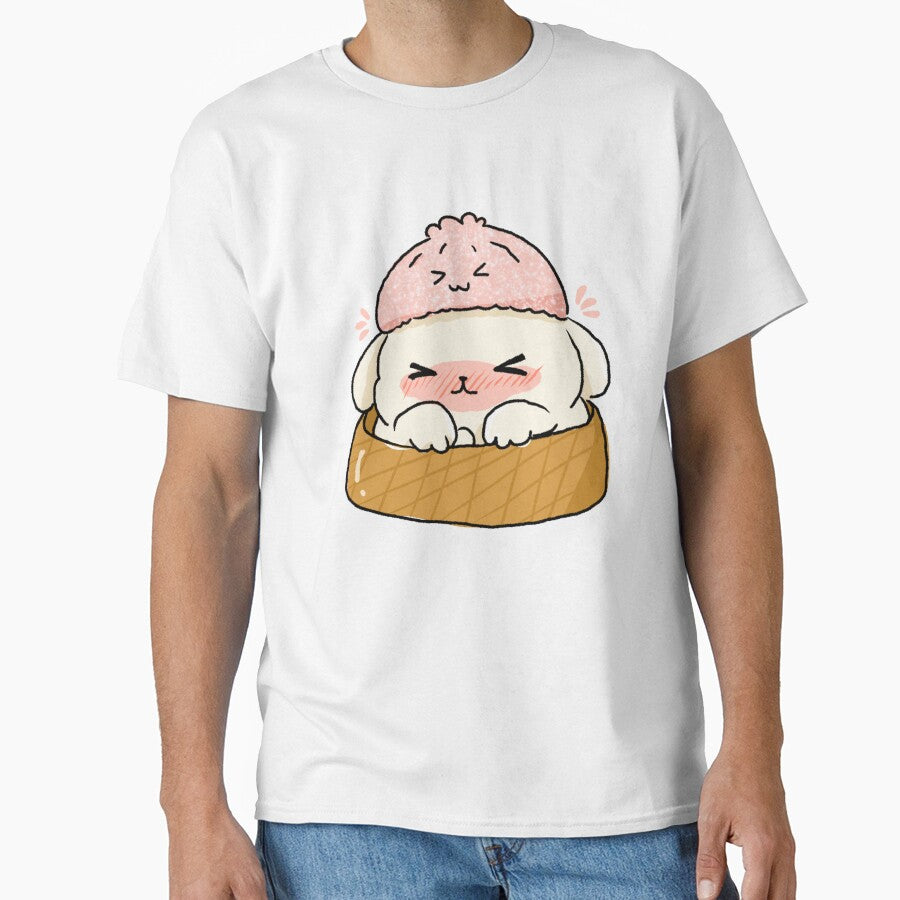 Shy Bunny Dumpling Hat Sticker | Blushing Rabbit | Cute Awkward Animal Club by chupichapa