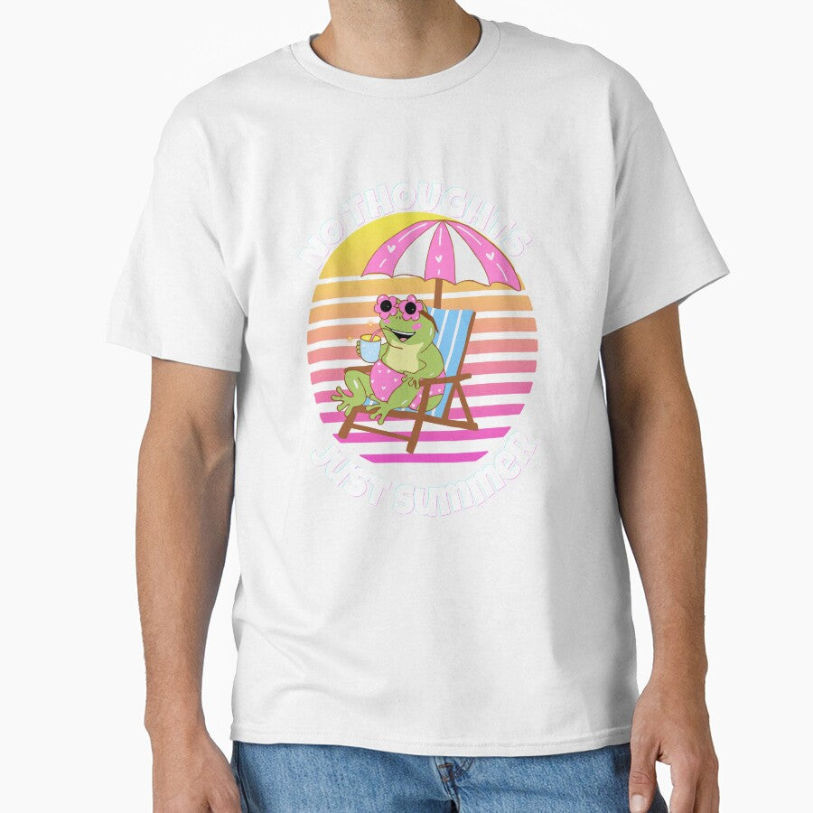 No Thoughts Just Summer Frog Shirt | Funny Retro 90s Aesthetic Summer Tee by mrobpeach2