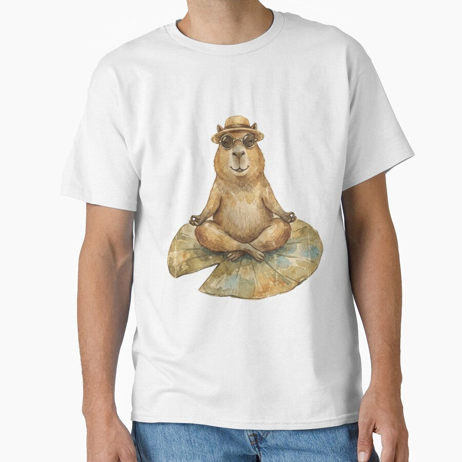 Zen Capybara Meditation - Watercolor Chill Vibes Art by MaynyStudio