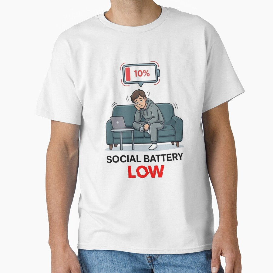 Social Battery Low 10 Percent Funny Introvert Art by JVDesignsShop