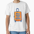 This bold “Will Work For Travel” suitcase sticker is perfect for travelers, wanderlusters, and anyone dreaming about their next trip. by PIXEL POP DESIGNS - Beyond the Norm!