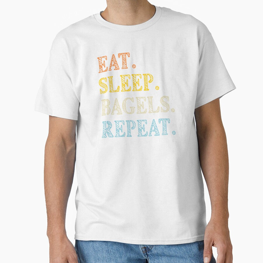 Eat Sleep Bagels Repeat Retro Text by artfulnotebook