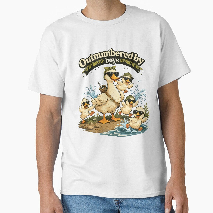 Outnumbered By Boys Funny Duck Mom Mothers Day Cute Boy Mom Humor by kiralynstration