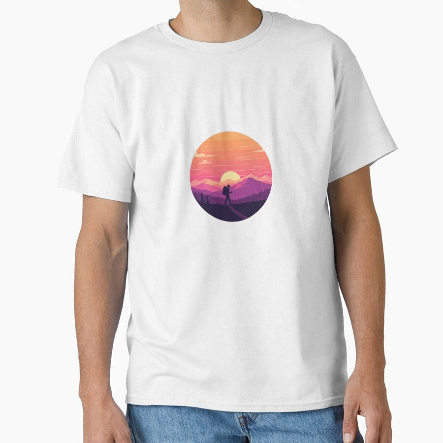 Silhouette of a solo traveler on a mountain ridge at dusk by VerizalShop