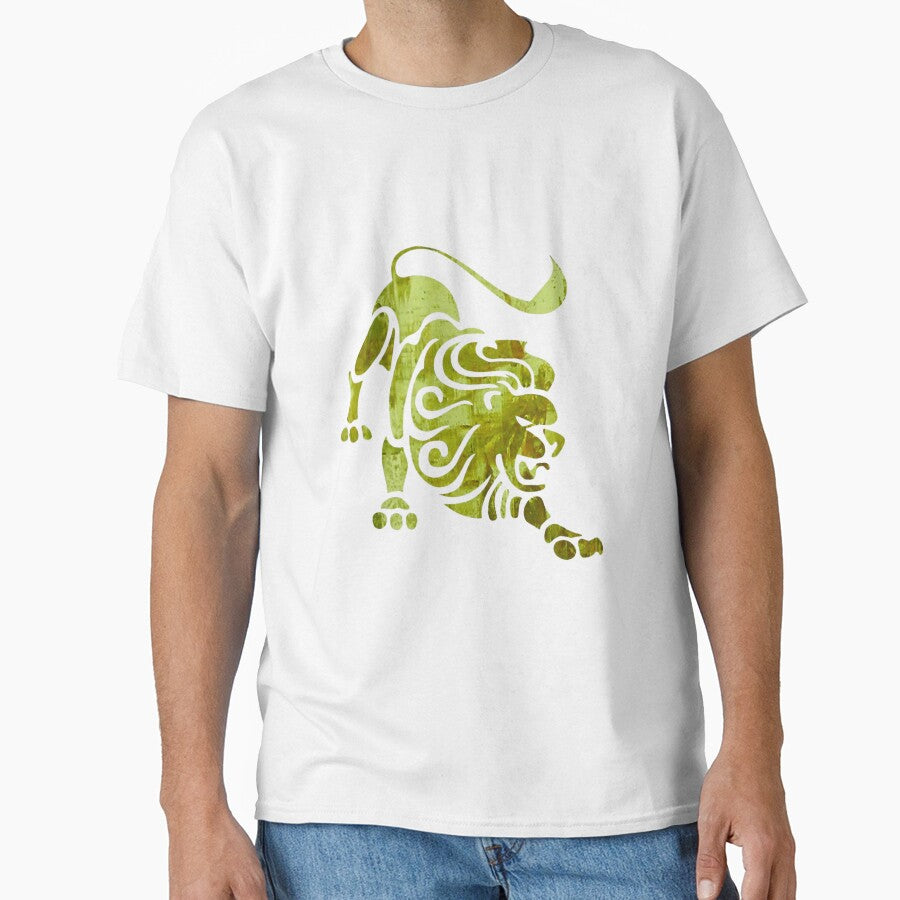 Leo Zodiac Symbol Silhouette Design With August Birthstone Peridot Background by TacoRose