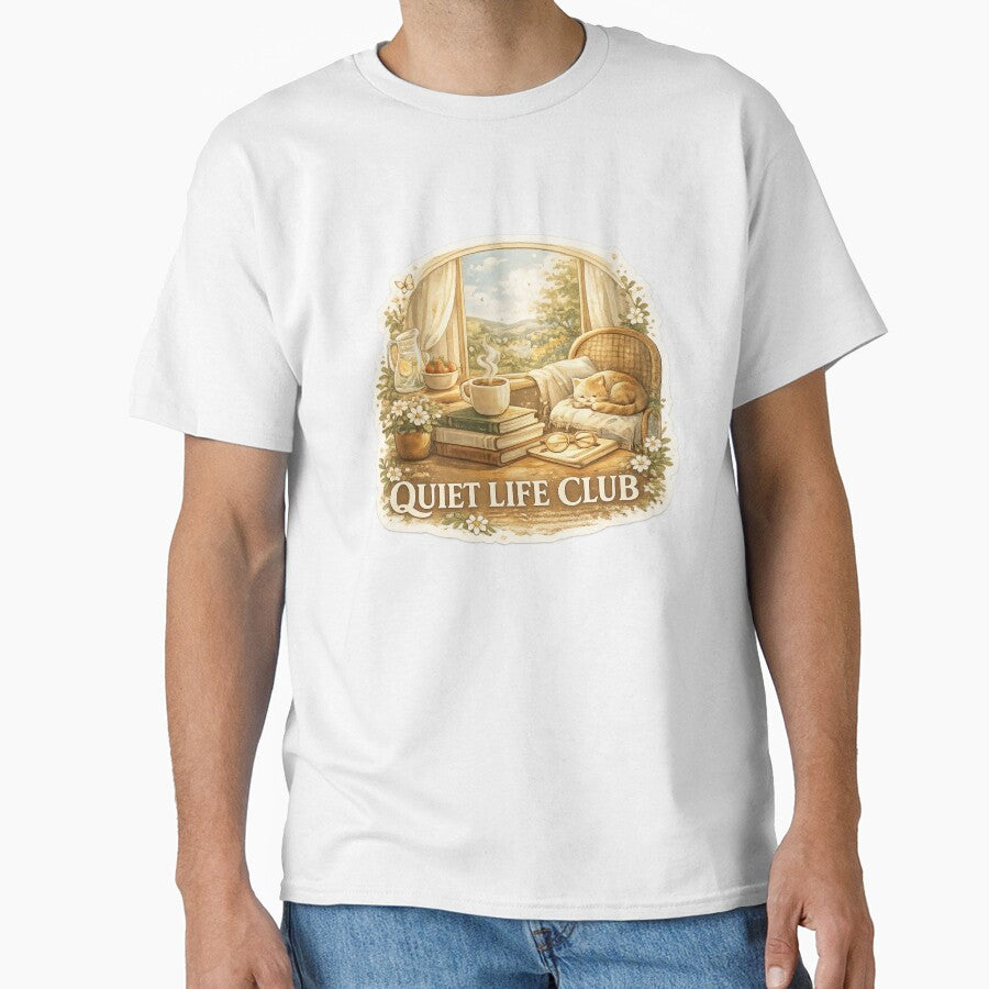 Quiet Life Club Cozy Cat Reading Aesthetic Vintage Design by Studio Umbra