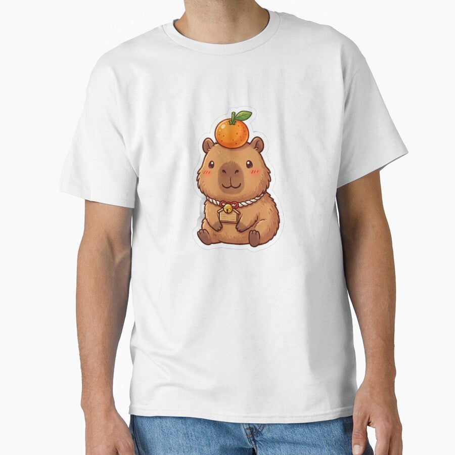 Cute Capybara with Orange Yuzu Japanese Kawaii by Arobinoz