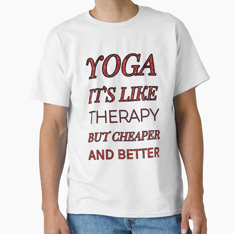 Yoga It'S Like Therapy But Cheaper And Better Red Rhinestone by TheIconSmith