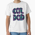 Cat Dad Purple Blue Turquoise Teal  Plaid by HeidiMyersArt