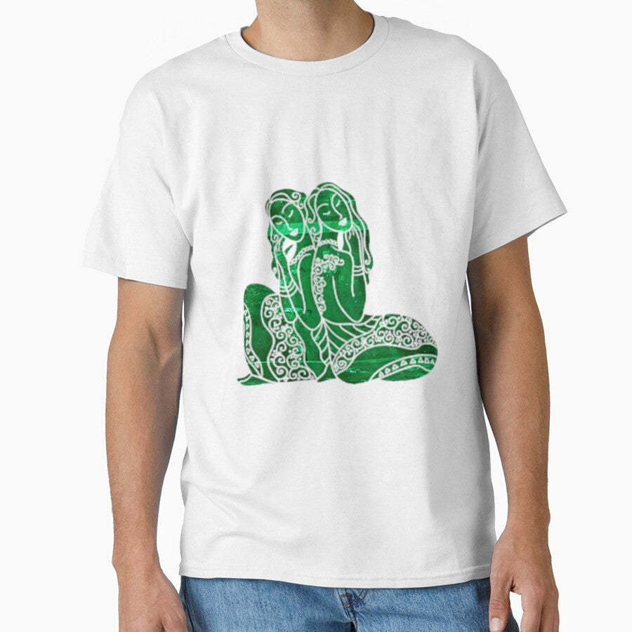 Gemini Zodiac Symbol Silhouette Design With May Birthstone Emerald Background by TacoRose