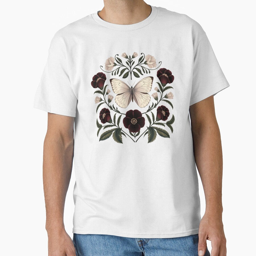 White butterfly old botanical dark gothic academia wild flowers floral girly feminine girlie moth by Fantasy Cache