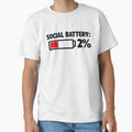 Social Battery Minimalist Sticker Low Battery Introvert Humor Design by RickE