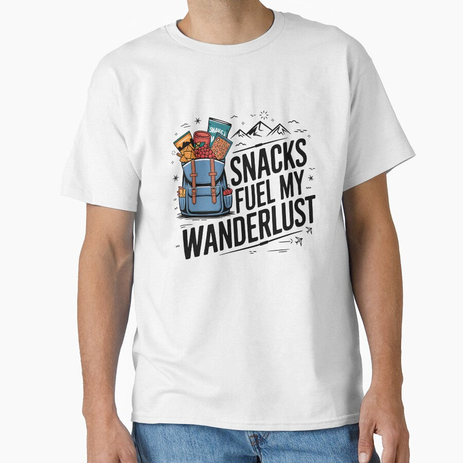 Snack Attack Nomad Snacks Fuel My Wanderlust T-Shirt by MysticNest Studio