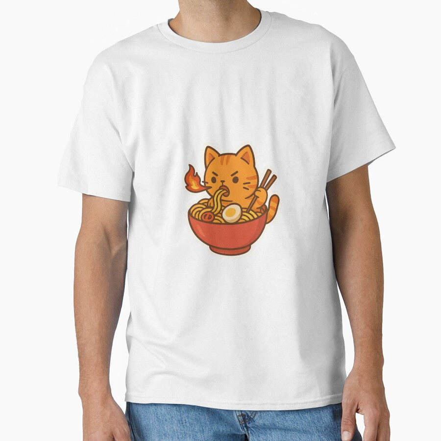 Spicy Meow – Fiery Chibi Cat with Spicy Ramen Sticker by ColorSplash123