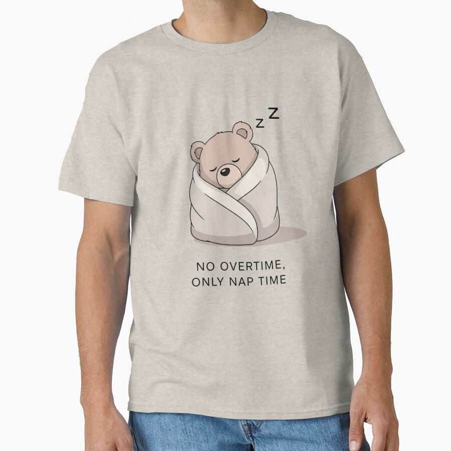 Pastel Bear Sticker No Outline | No Overtime Only Nap Time Cute Meme Art by Moon's Arts