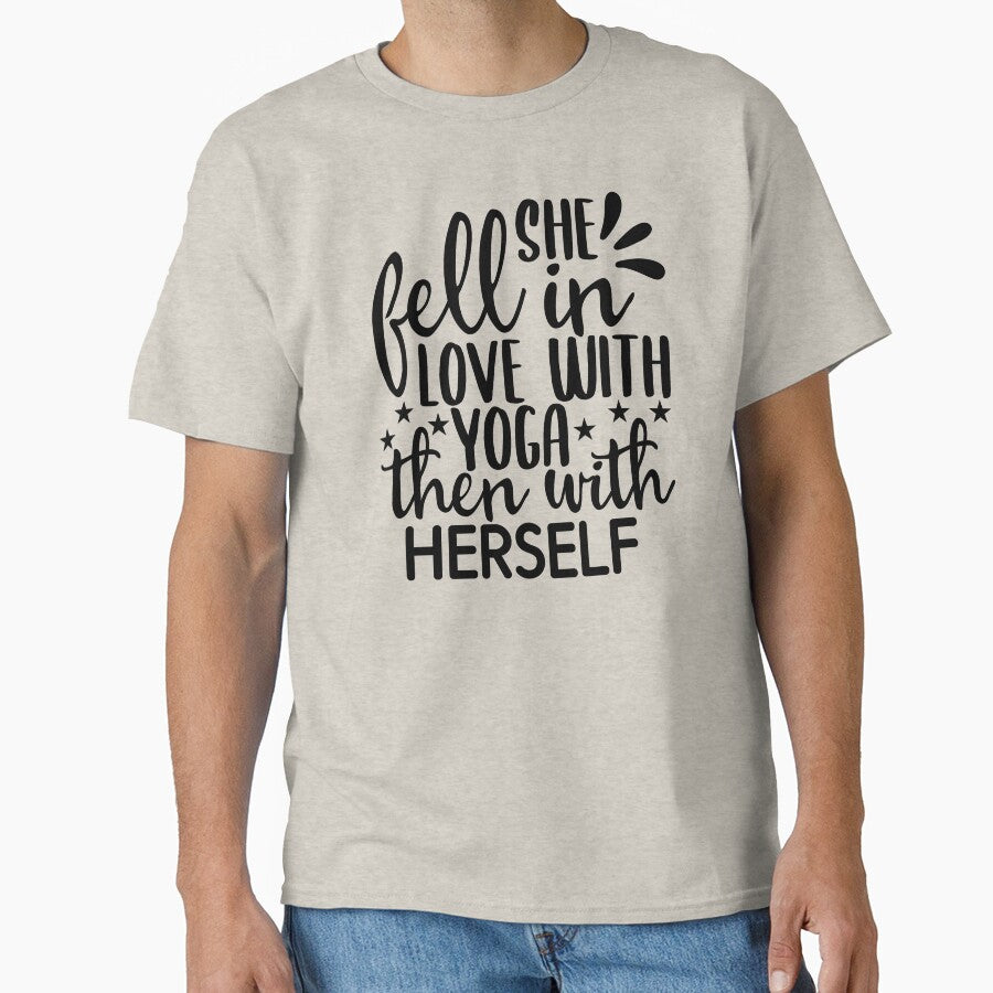 Yoga Quote She Fell In Love With Yoga And Then With Herself Motivational Saying by SoccaTamam