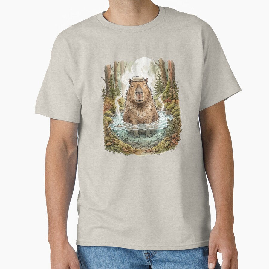 Cute Capybara Hot Spring Onsen Relaxing Forest Spa by BreezifyDesignStudio
