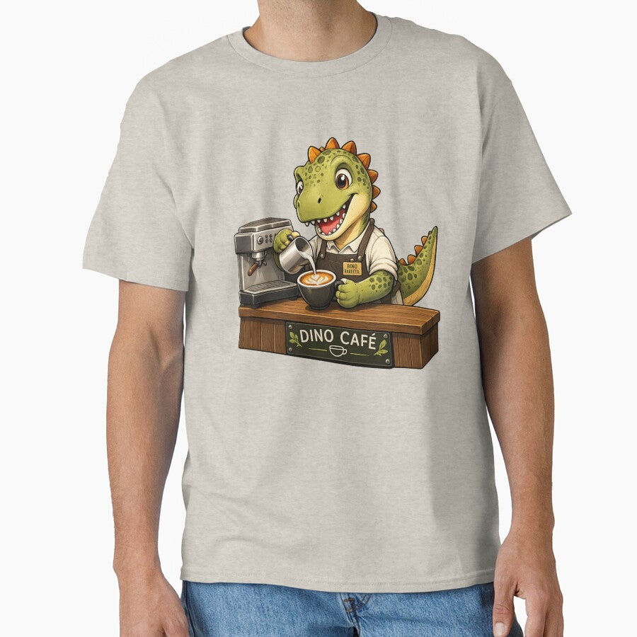 Dino Café Barista Latte Art Coffee Lover Dinosaur by Safe Haven Pets
