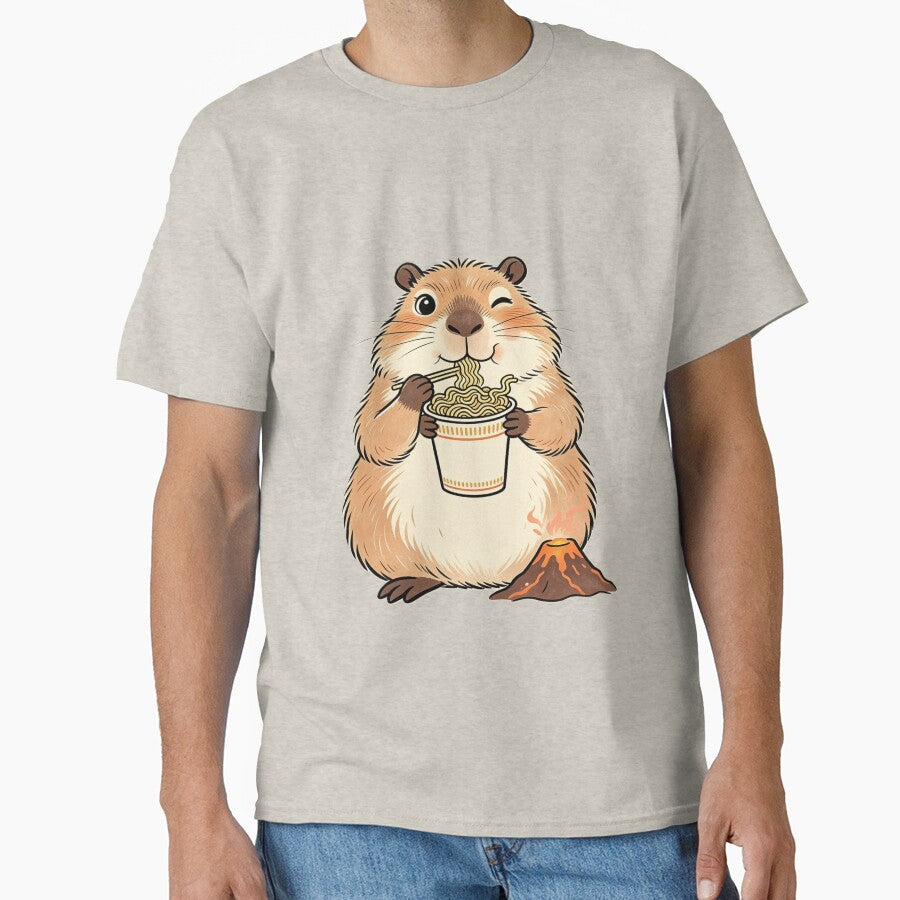 Cute Hamster Eating Spicy Ramen - Cute Mascot with Volcano Art by ZINO WORLD