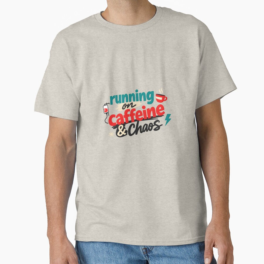 "Running on Caffeine & Chaos" | Funny Nurse & Tired Professional Gift by Naviora