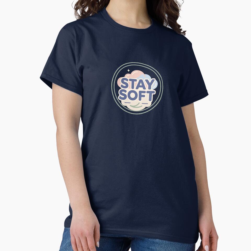 Stay Soft Mental Health Positive Mindset Self Care Cute Cloud Minimalist Design by CuteRage