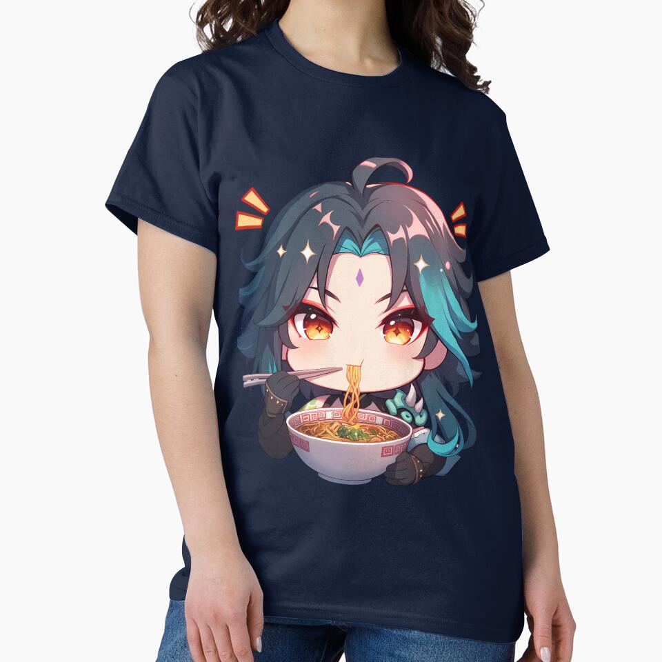 Game Xiao Genshin Impact Chibi Boy Eating Spicy Ramen Anime by Raslbazola