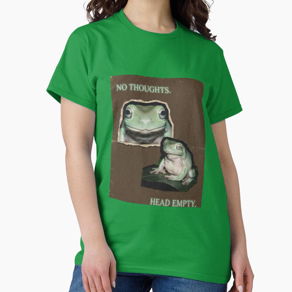 No Thoughts Head Empty Frog Vintage Sticker Meme by lexthelord