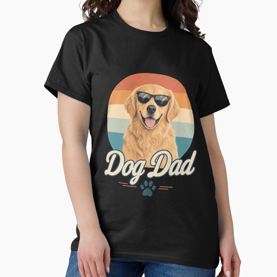 Vintage Golden Retriever Dog Dad Kawaii Retro T-Shirt & Sticker by Ashley critters
