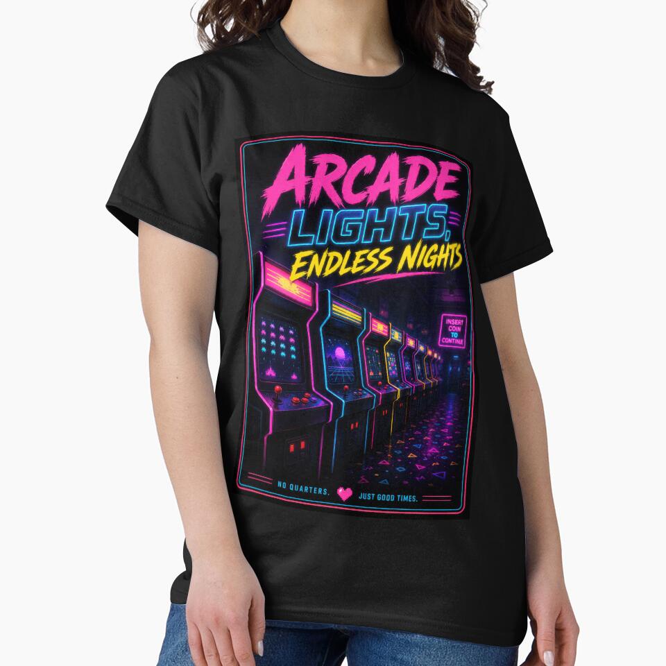 Arcade Lights Endless Nights Retro Gaming Poster by Sketchlegacy