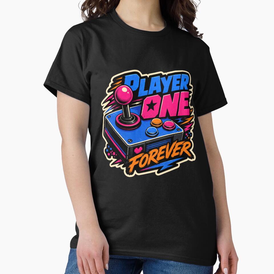 Player One Forever Retro Arcade Gaming Design by Sketchlegacy