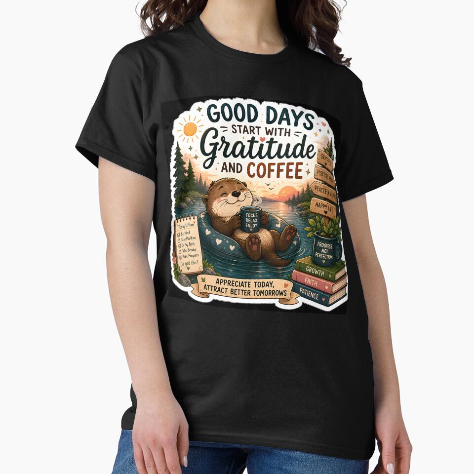 Good Days Start With Gratitude And Coffee Sticker | Cozy Coffee Lover Aesthetic | Morning Motivation by GenZStickerHub1
