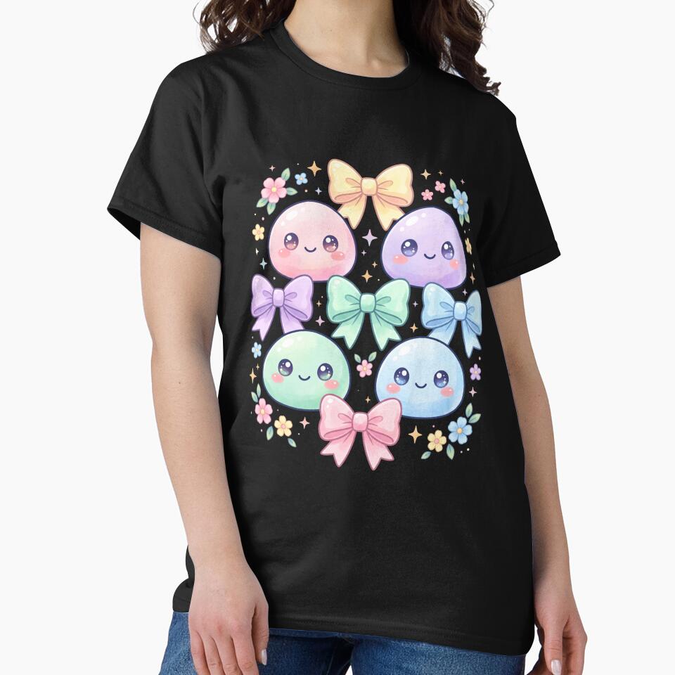 Kawaii Dumpling Cute Pastel Anime Shirt | Adorable Bao Buns with Bows | Cute Foodie Aesthetic Gift for Girls & Dumpling Lovers by Maravillio