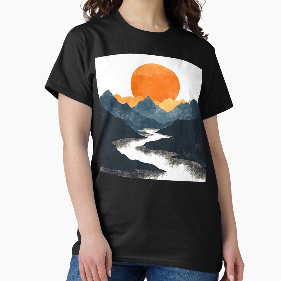 Boho Abstract Landscape: Mountain Sunset Modern Contemporary Art by DEC02