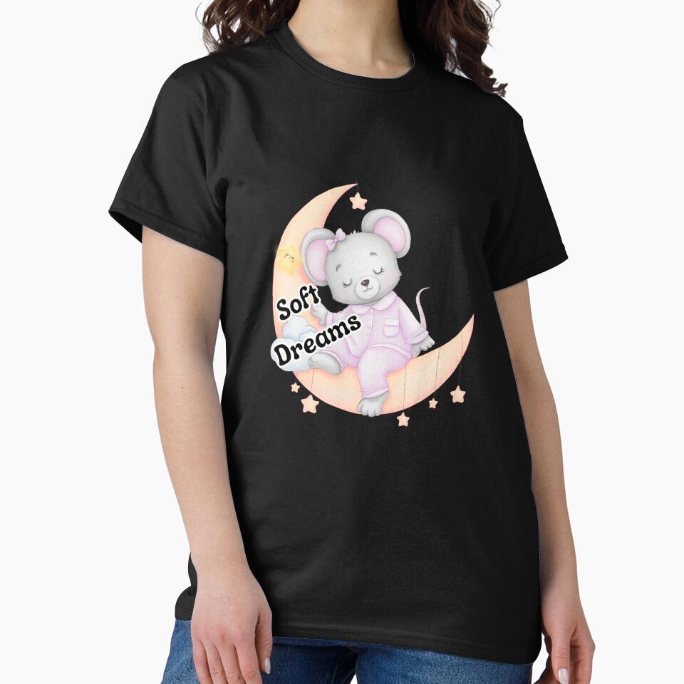 Soft Dreams Sleeping Mouse Sticker | Cute Pastel Moon Aesthetic | Cozy Night Vibes Design by Pandey14