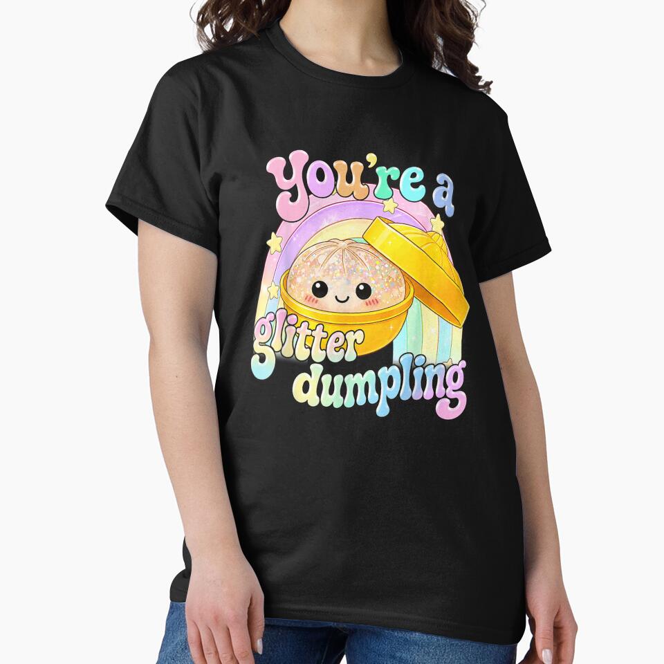 Youre A Glitter Dumpling Cute Pastel Rainbow Kawaii Dim Sum Food Art by LakenDraphil