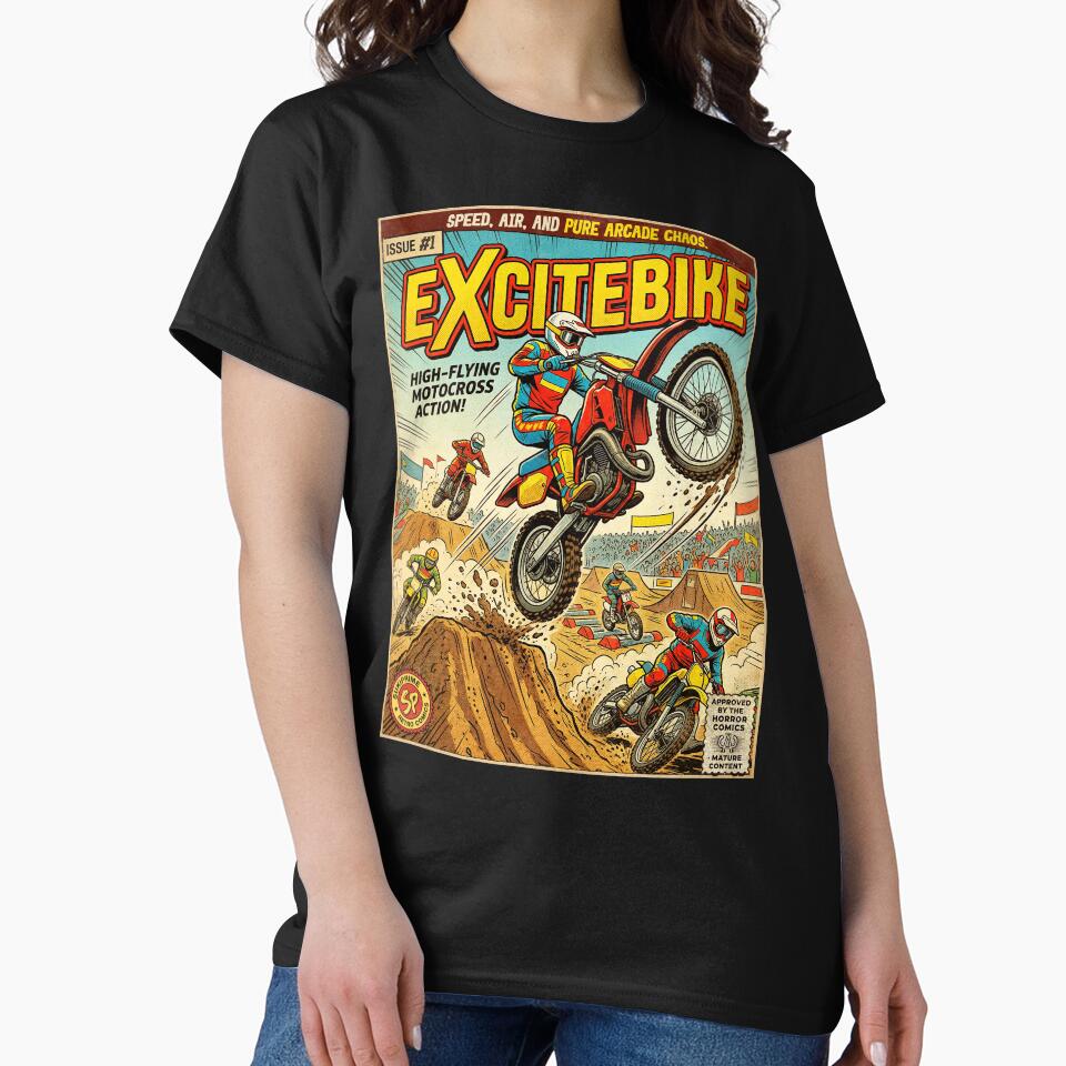 Excitebike Arcade Game Retro Vintage Comic Cover Art by Back2Collage