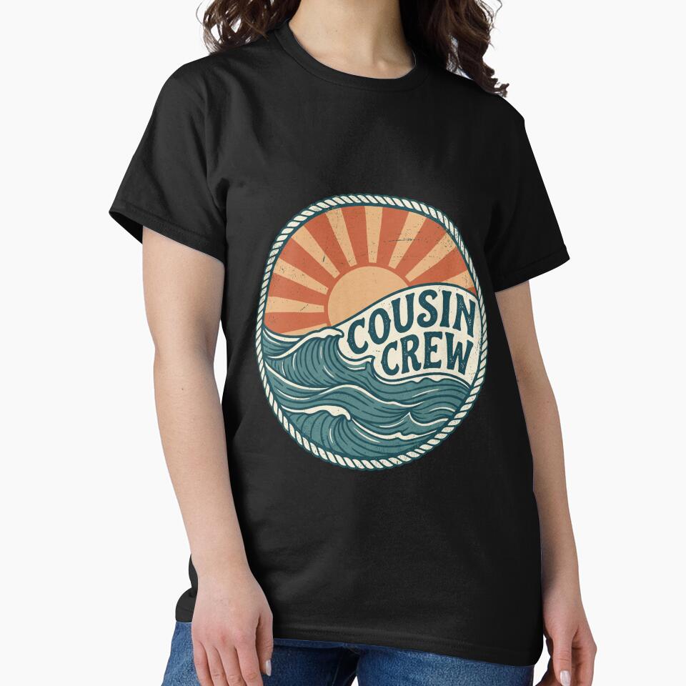 Cousin Crew Retro Ocean Waves Vintage Badge by IsDesignHub