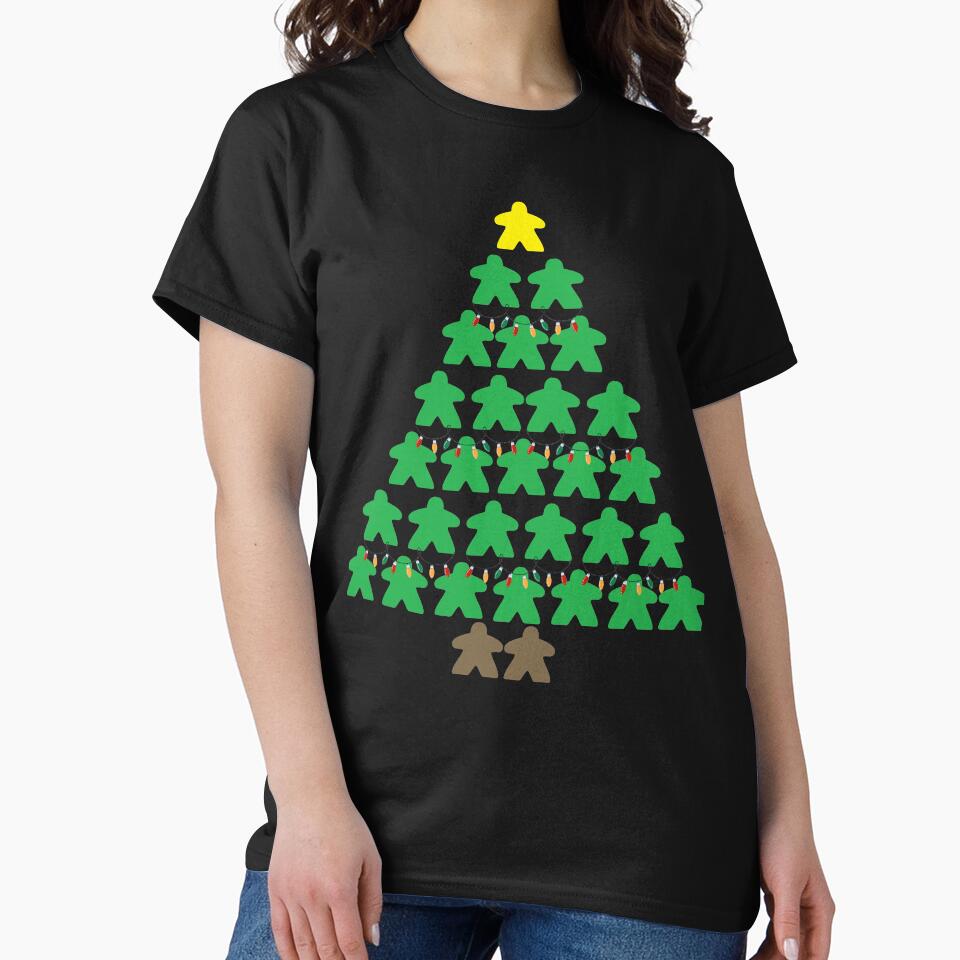 Christmas Tree Meeples with Lights Tabletop Black Background by JEL-Designs