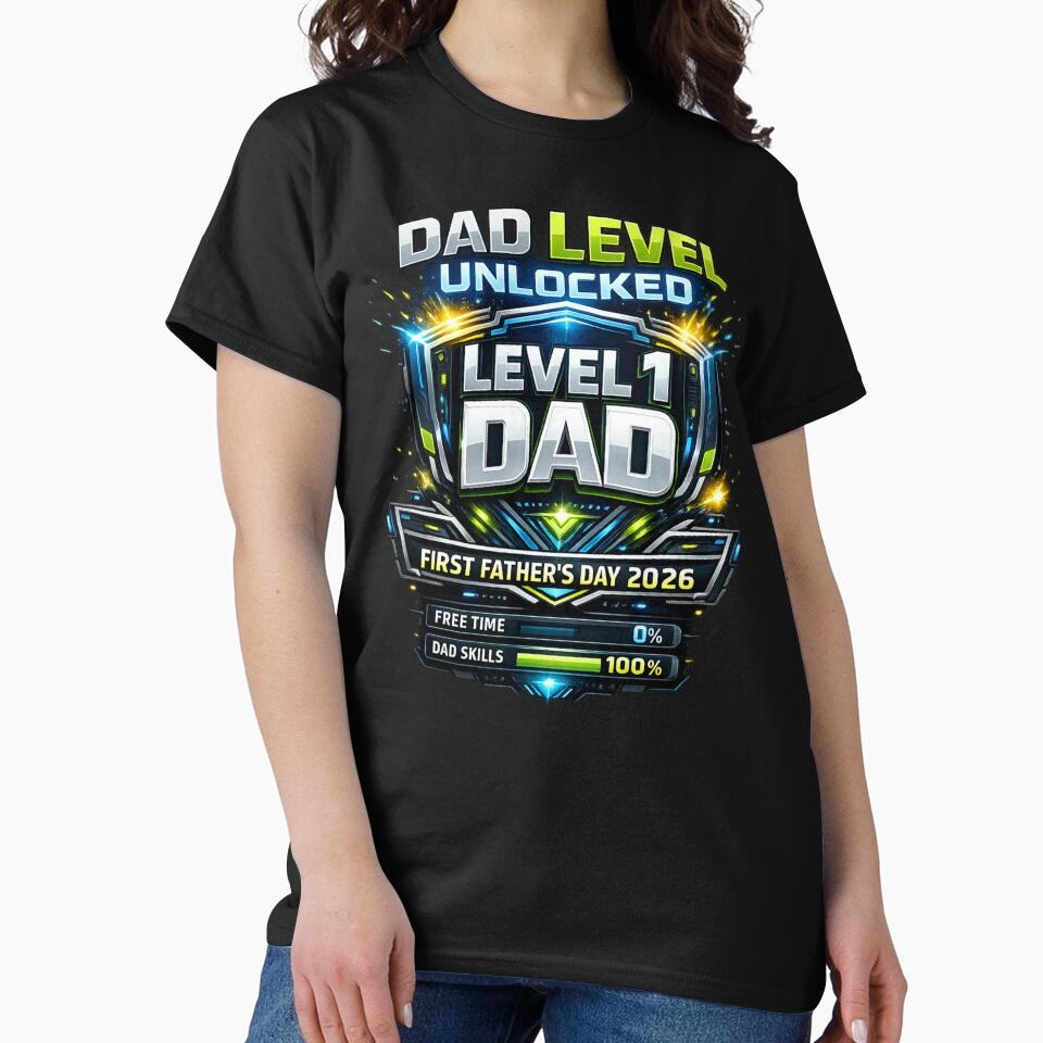 Dad Level Unlocked Shirt, First Father's Day 2026, Gamer Dad Gift, New Dad by XYZ Studio