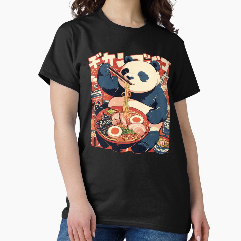 Funny Panda eating bowl of spicy beef ramen noodles by Nightarcade