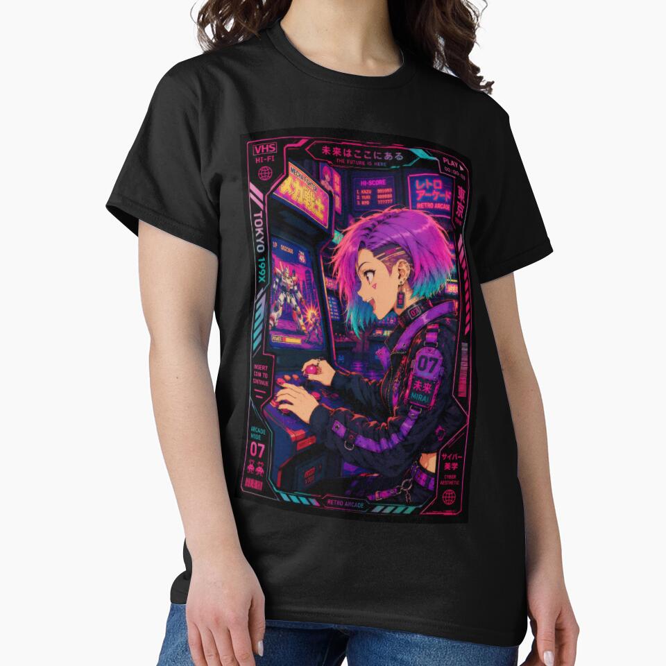 Cyberpunk Arcade Girl - Retro Gaming Anime by Apocalyptic Art Studio