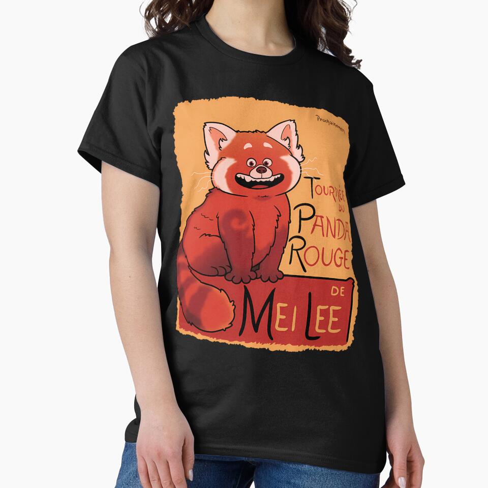 Smiling Fluffy Red Panda Cartoon French Typography by mayalynne