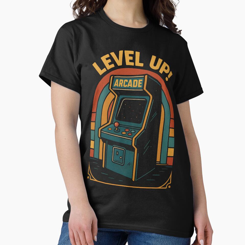 Level Up Arcade Retro Gaming Machine Vintage Gamer Design. by The-T-In-Retro