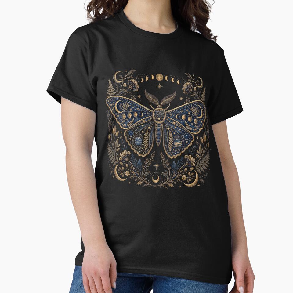 Mystical moth moon phases celestial illustration by puredevn