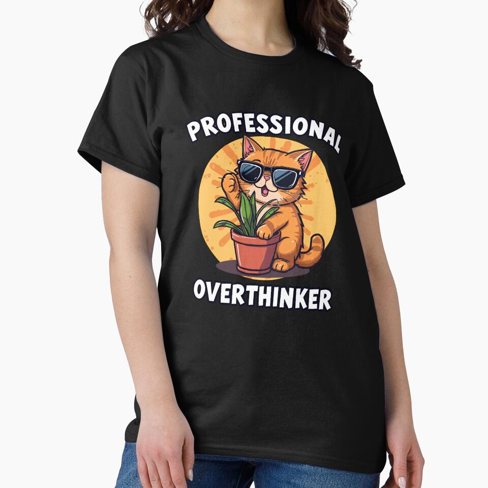 Professional Overthinker Funny Cat Plant Aesthetic by Karina Creative Studio