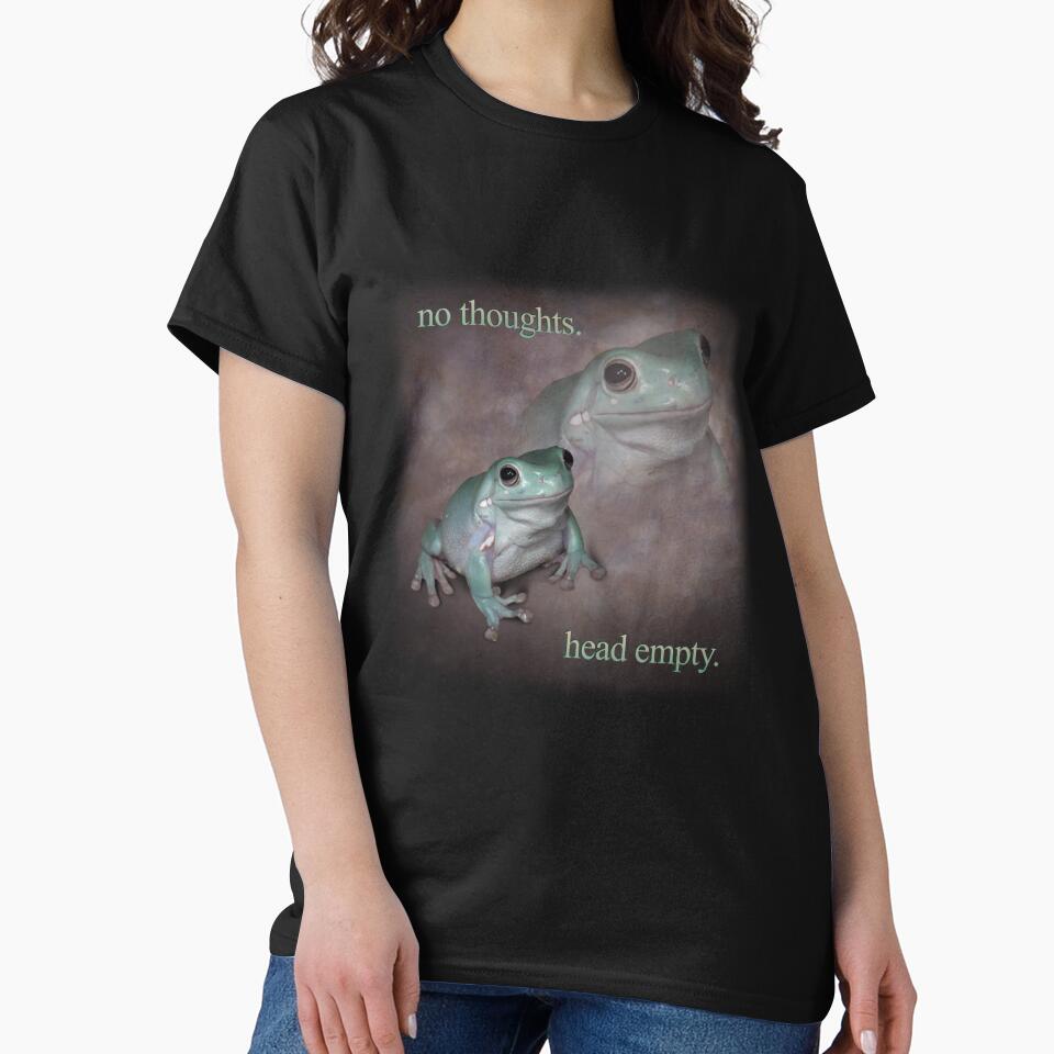 no thoughts head empty frog retro word art meme by snazzyseagull