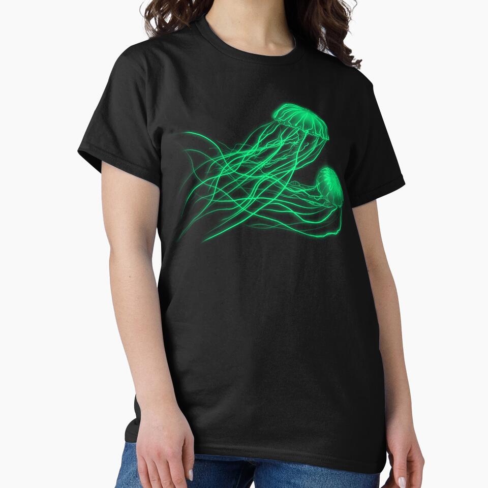 Green Neon Jellyfish by Onisym Design